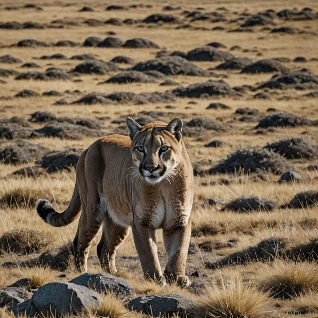 Puma on Patagonian Plains: Sinister Art