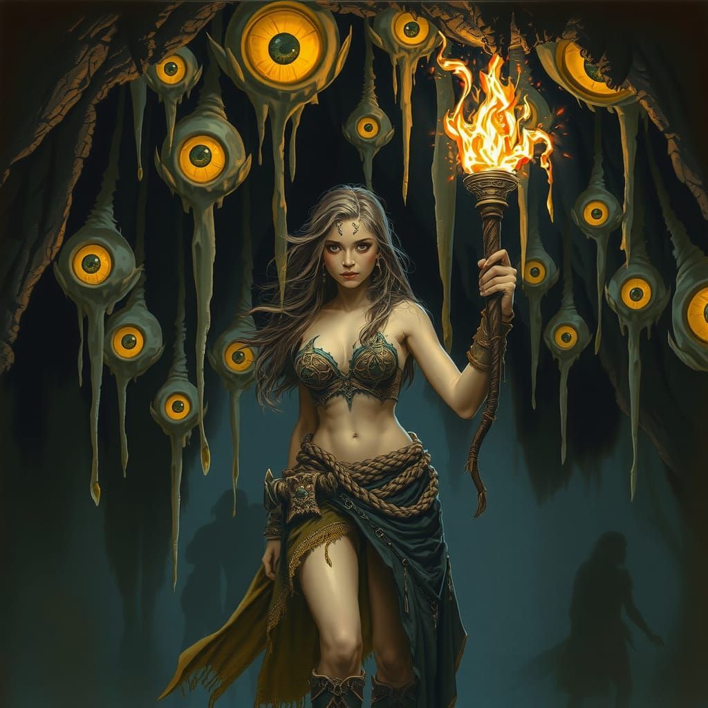 Barbarian in Eyeball Cave: Luis Royo Style