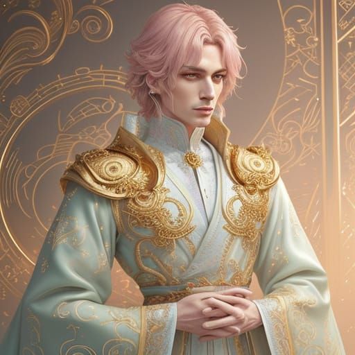 Anime Prince with Glowing Runes in Pastel Colors