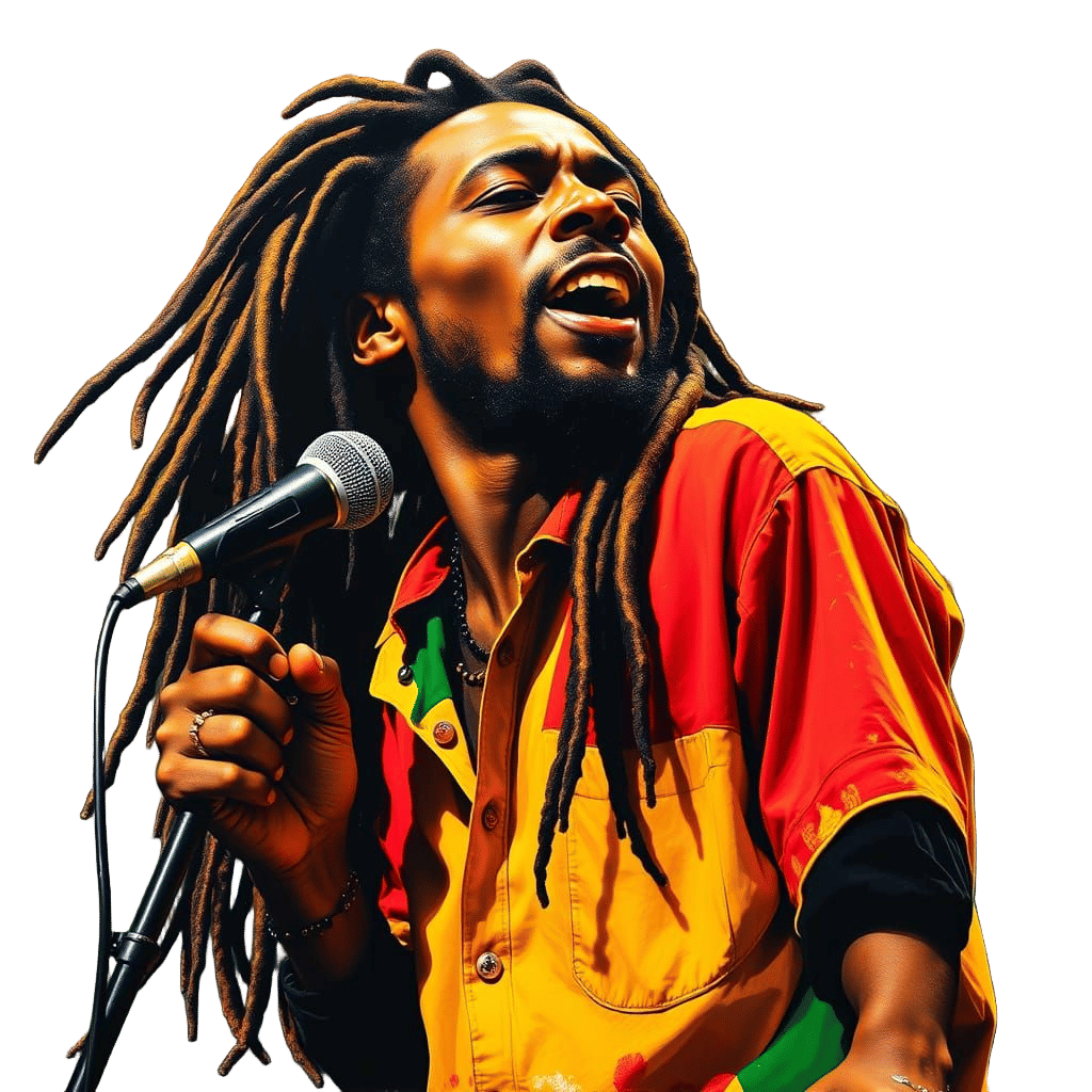 Energetic Rasta Singer with Flowing Dreadlocks