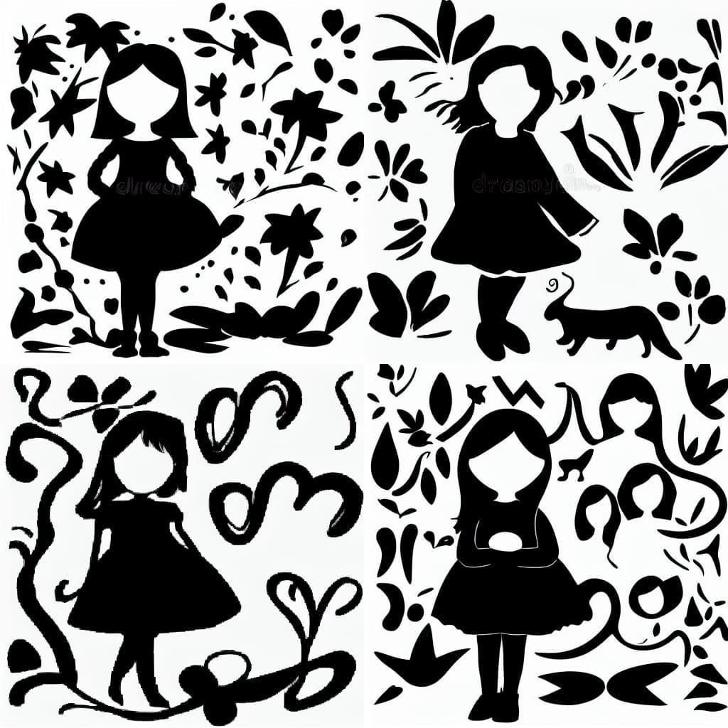 Black and White Silhouette of a Girl