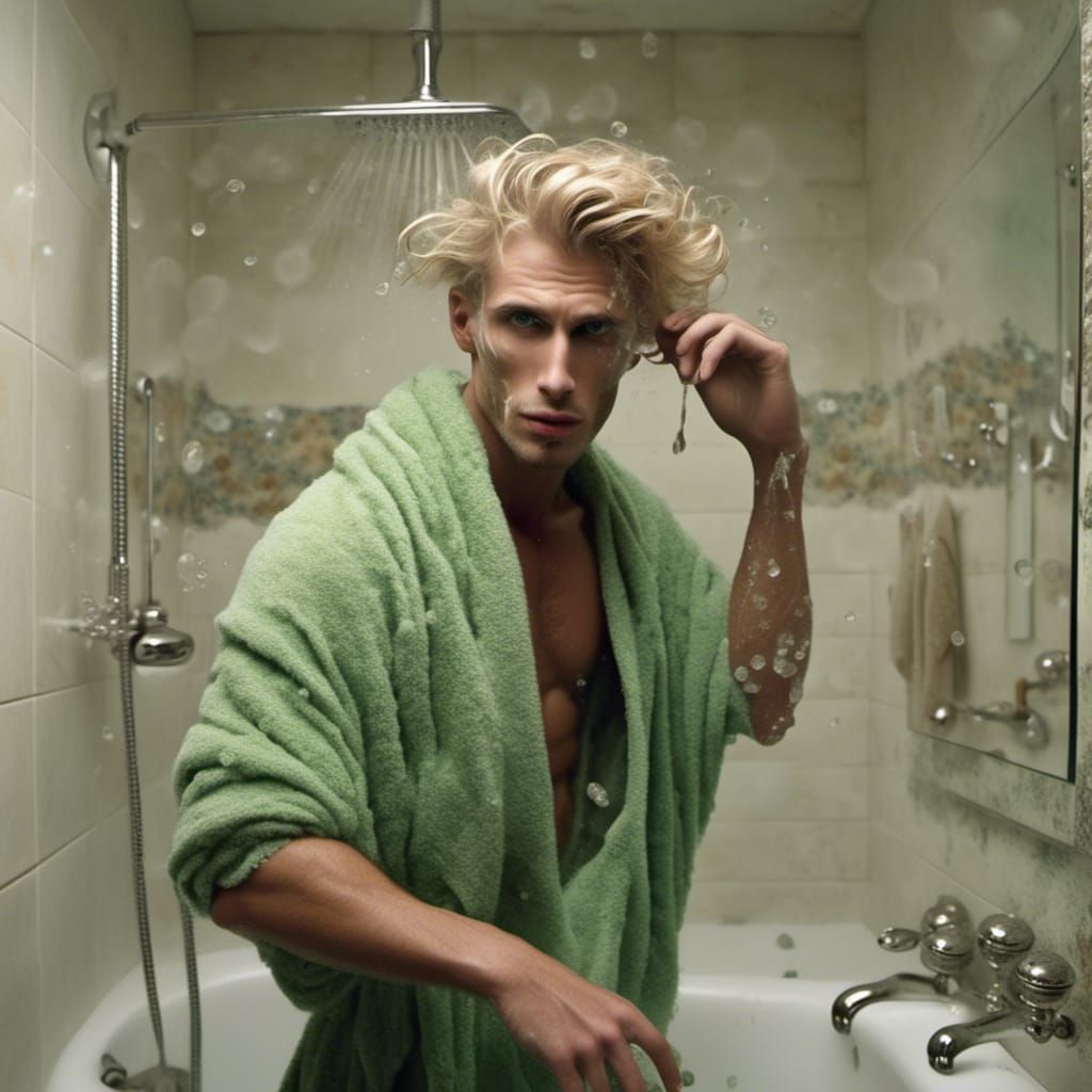 Bathroom Reflection: Shaving Man in Modern Art