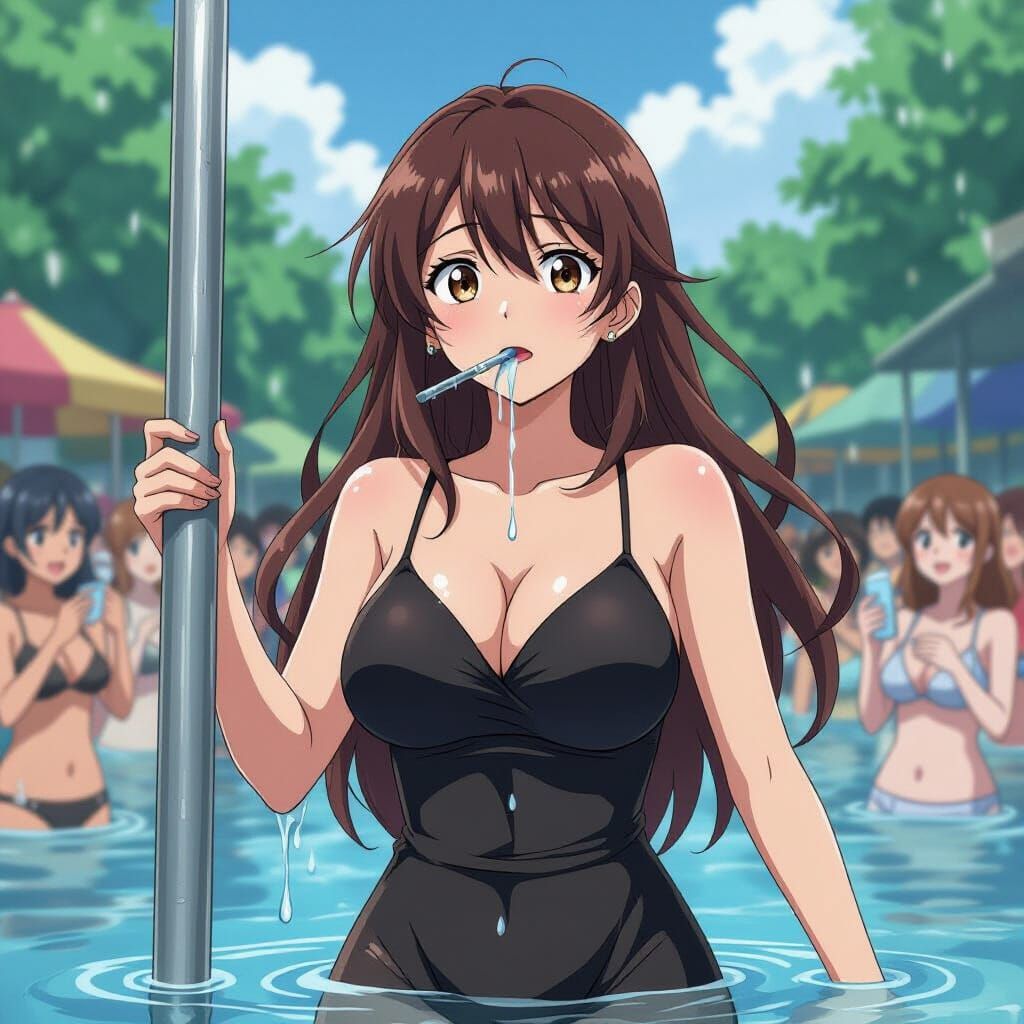 Anime Woman's Water Festival Growth in Studio Trigger Style