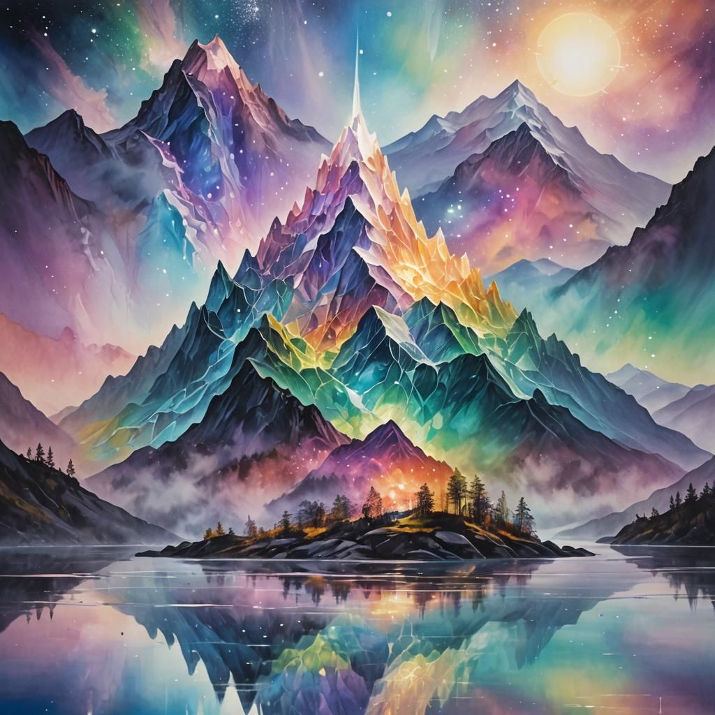 Ethereal Glass Mountain in Dreamlike Astral Art