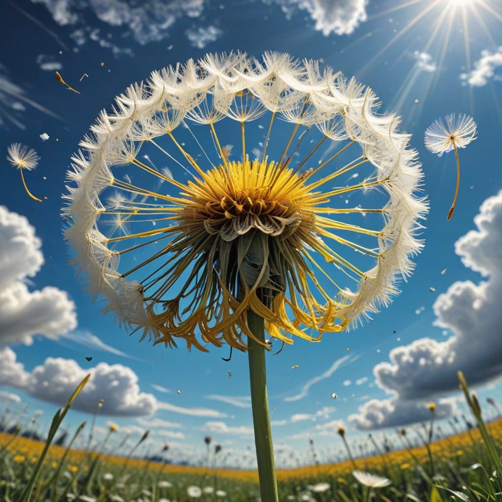 Vibrant Dandelion in Comic Book Art Style