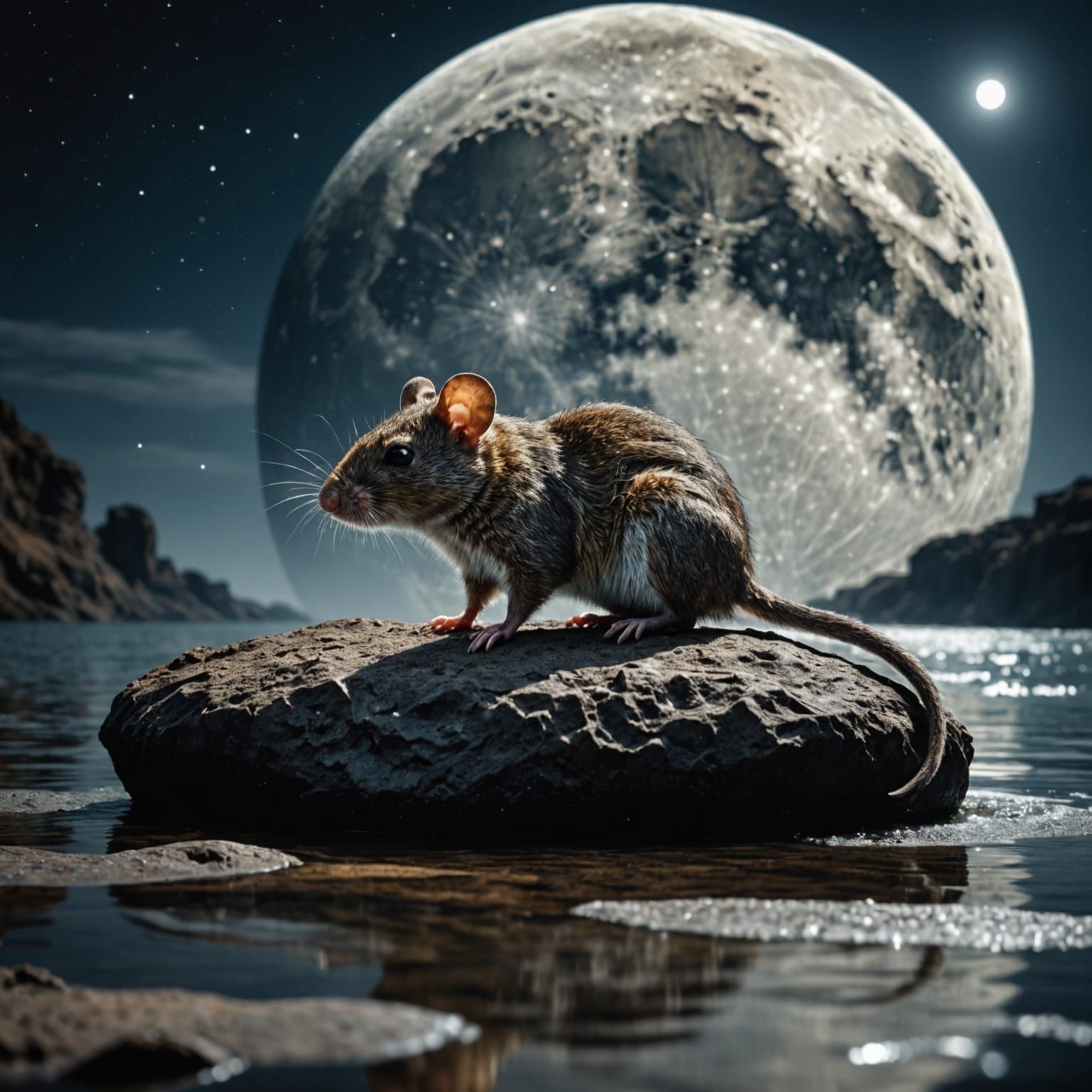 Magical Mouse on the Moon: Hyperrealistic Discovery