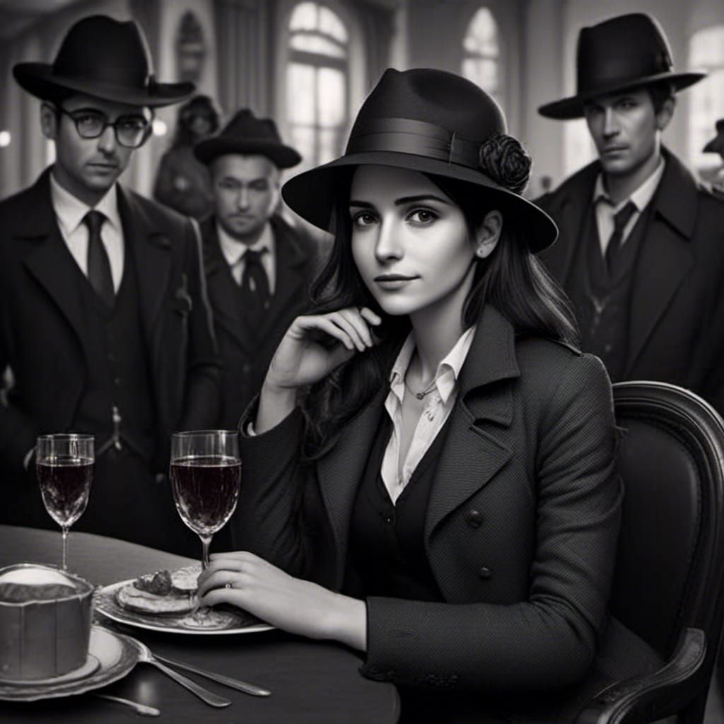 Elegant Woman in Fedora: Black and White Portrait