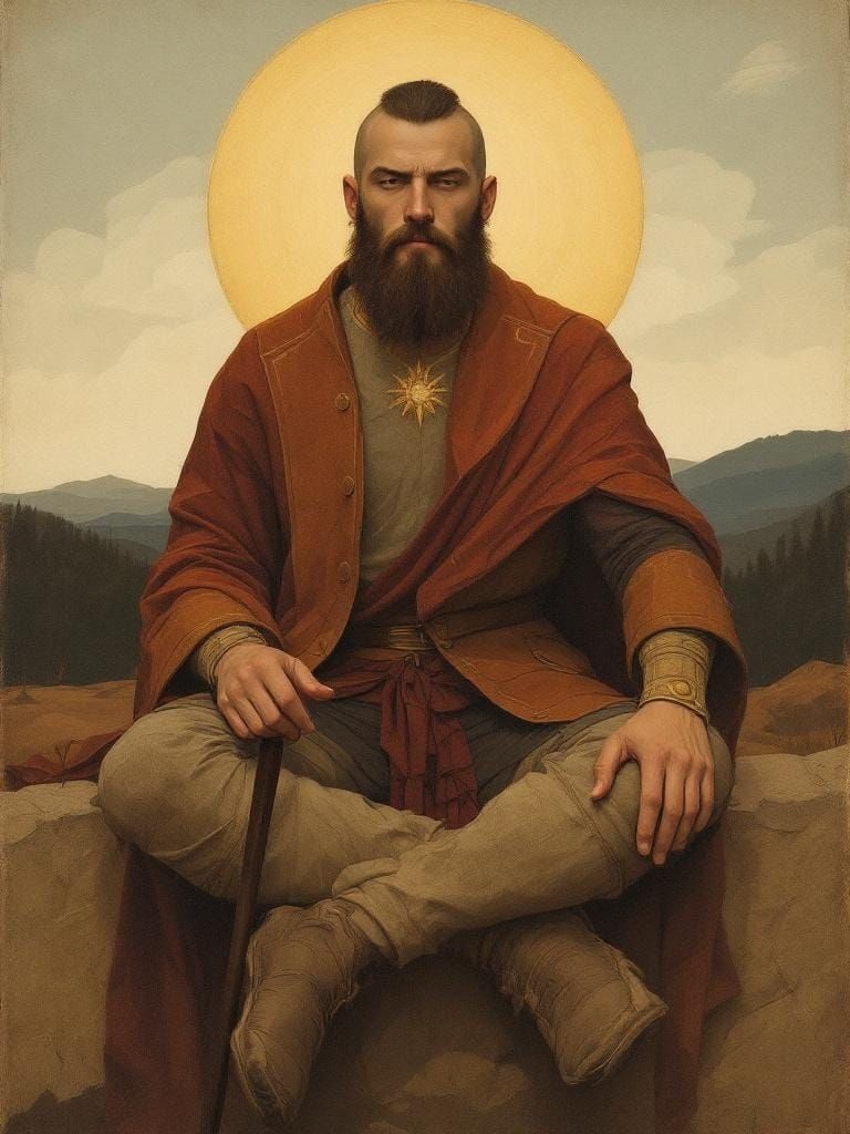 Highland Warrior: Modernist Portrait in Spiritual Elegance