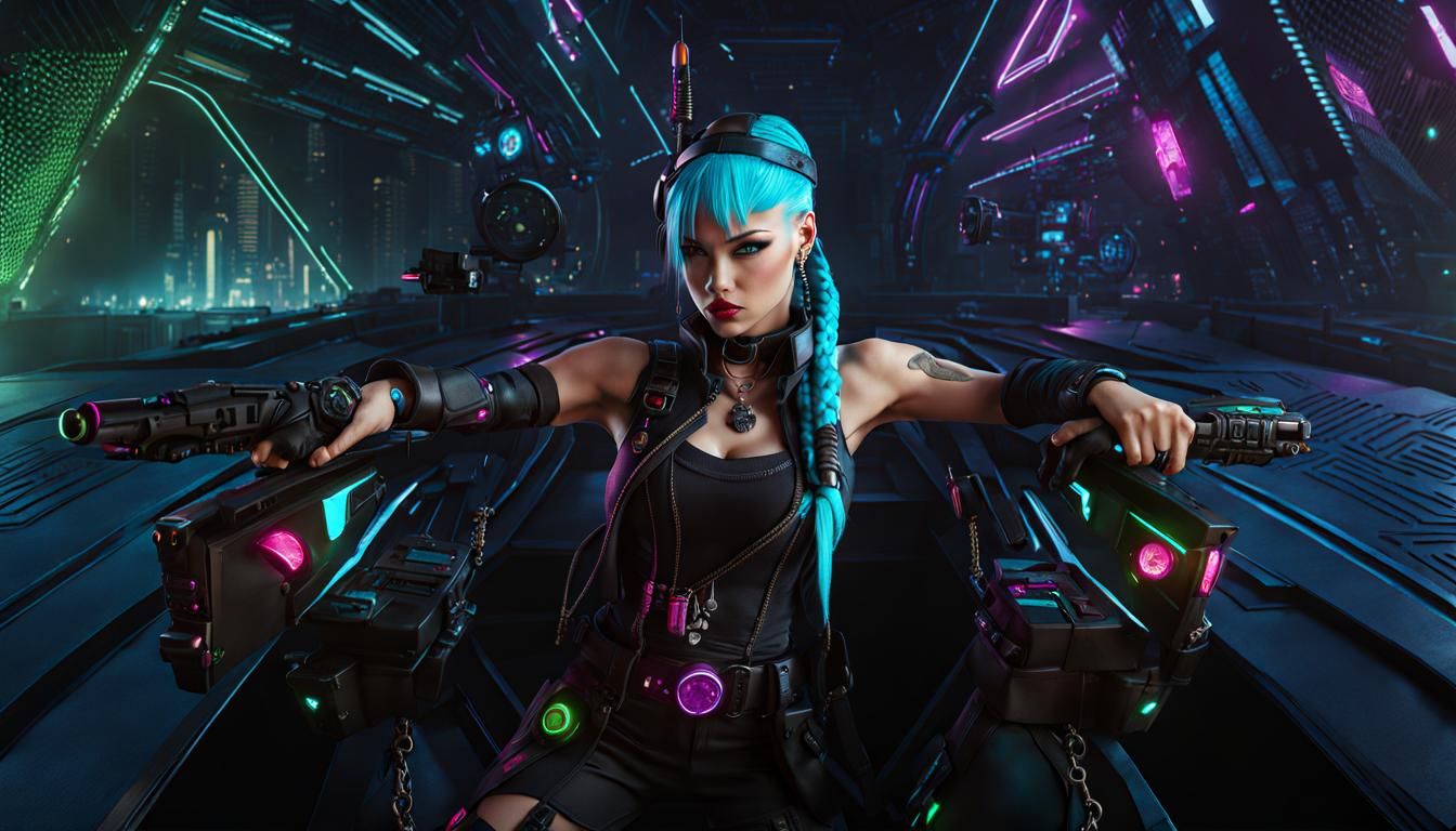 Jinx from Arcane in Cyberpunk 3D Render