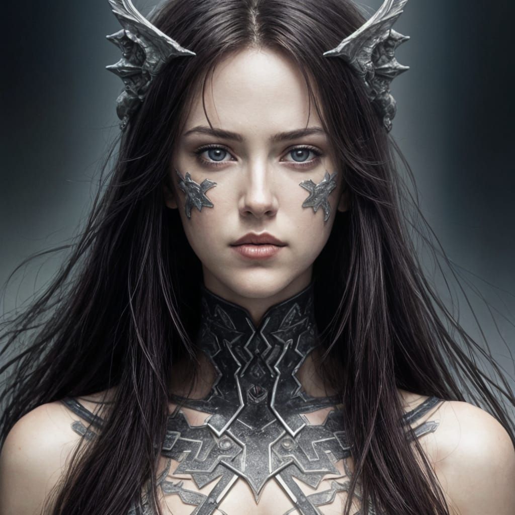 Manga-Style Priestess with Detailed Eyes