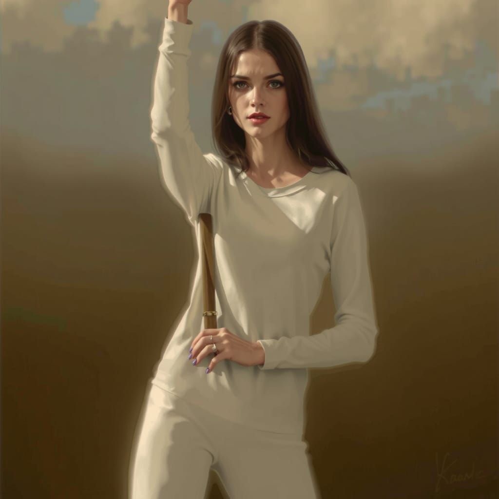 Stern Woman with Long Hair, Sinister Digital Art