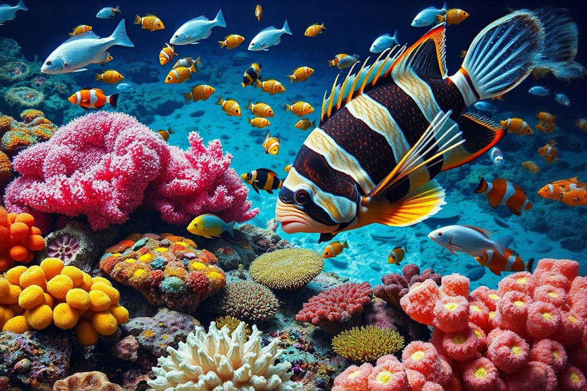 Vibrant Coral Reef with Tropical Fish