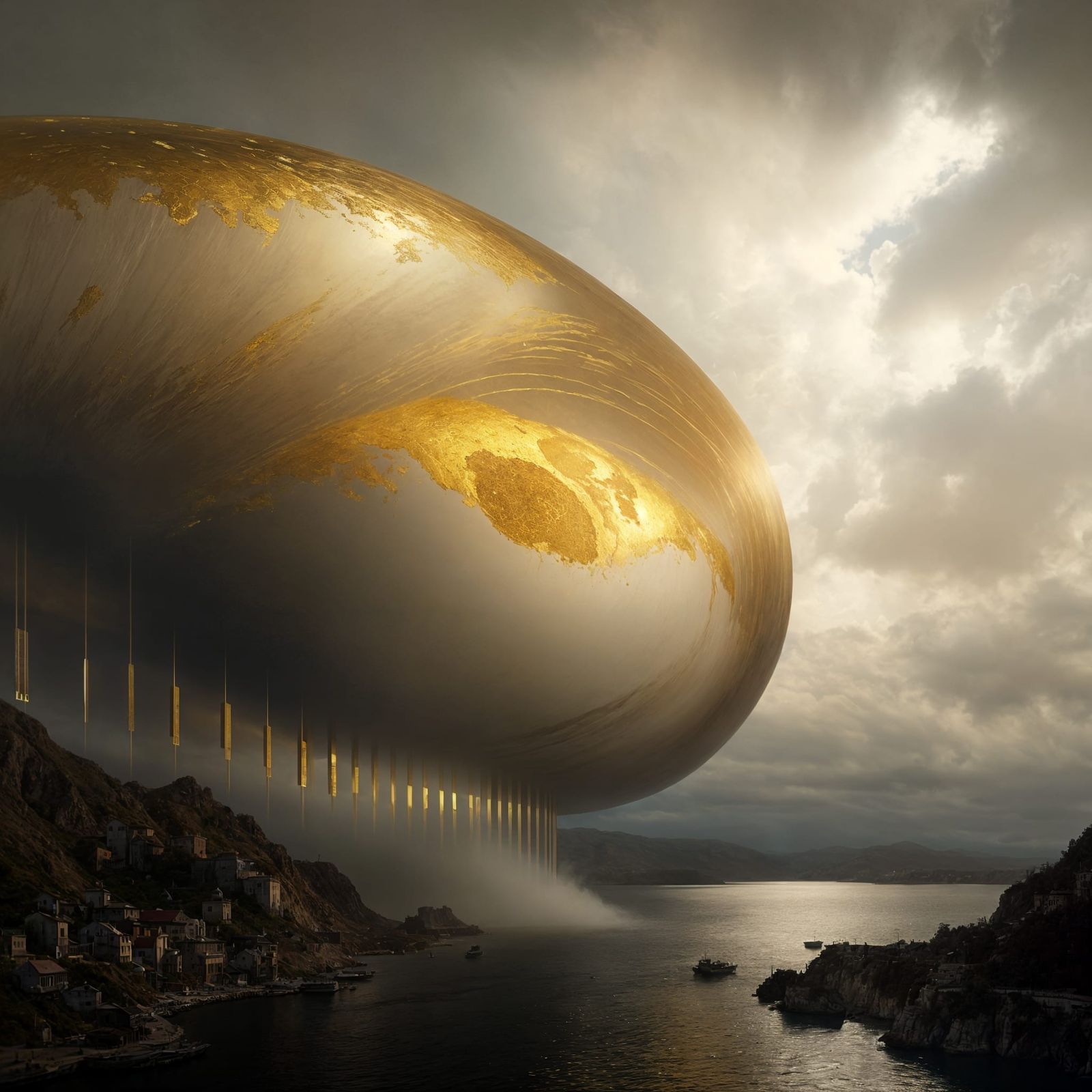 Golden Abstract Cycles: Detailed Matte Painting