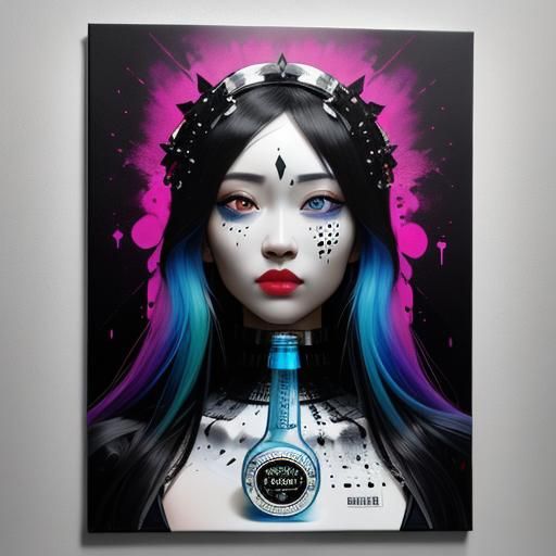 Hyperrealistic Graffiti Art Portrait with Splash Effects