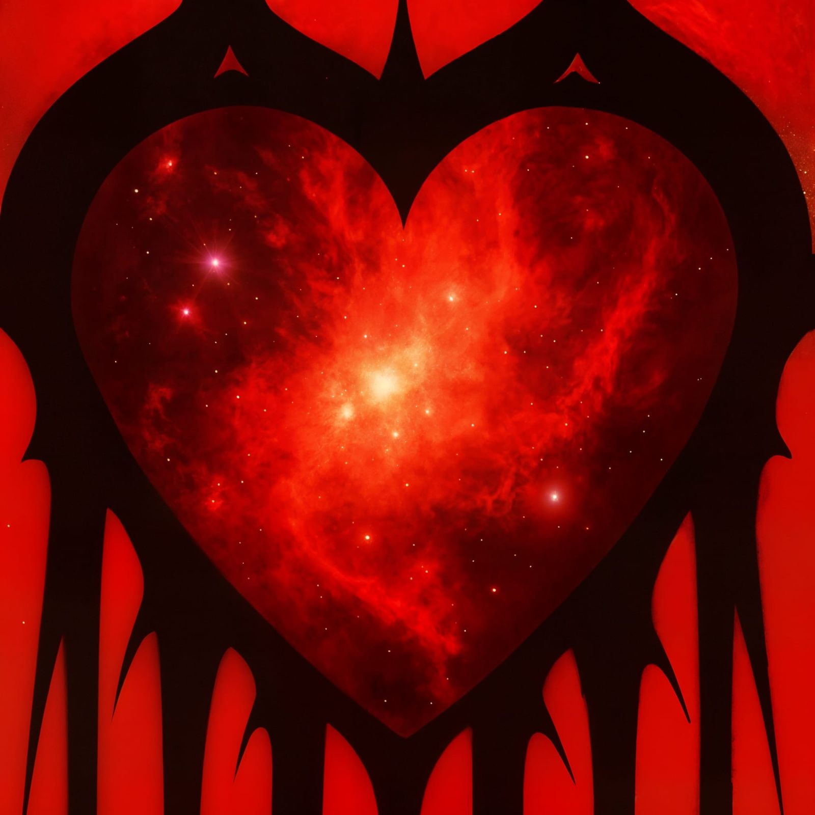 Gothic Heart Nebula in Expressionist Style