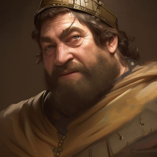 Medieval Tavern Keeper Portrait in Art Nouveau Style