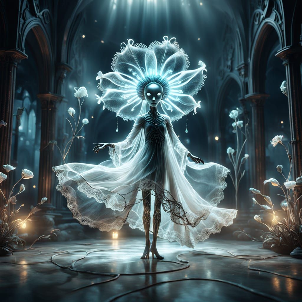 Surreal Alien Bloom Radiates Ethereal Mystique