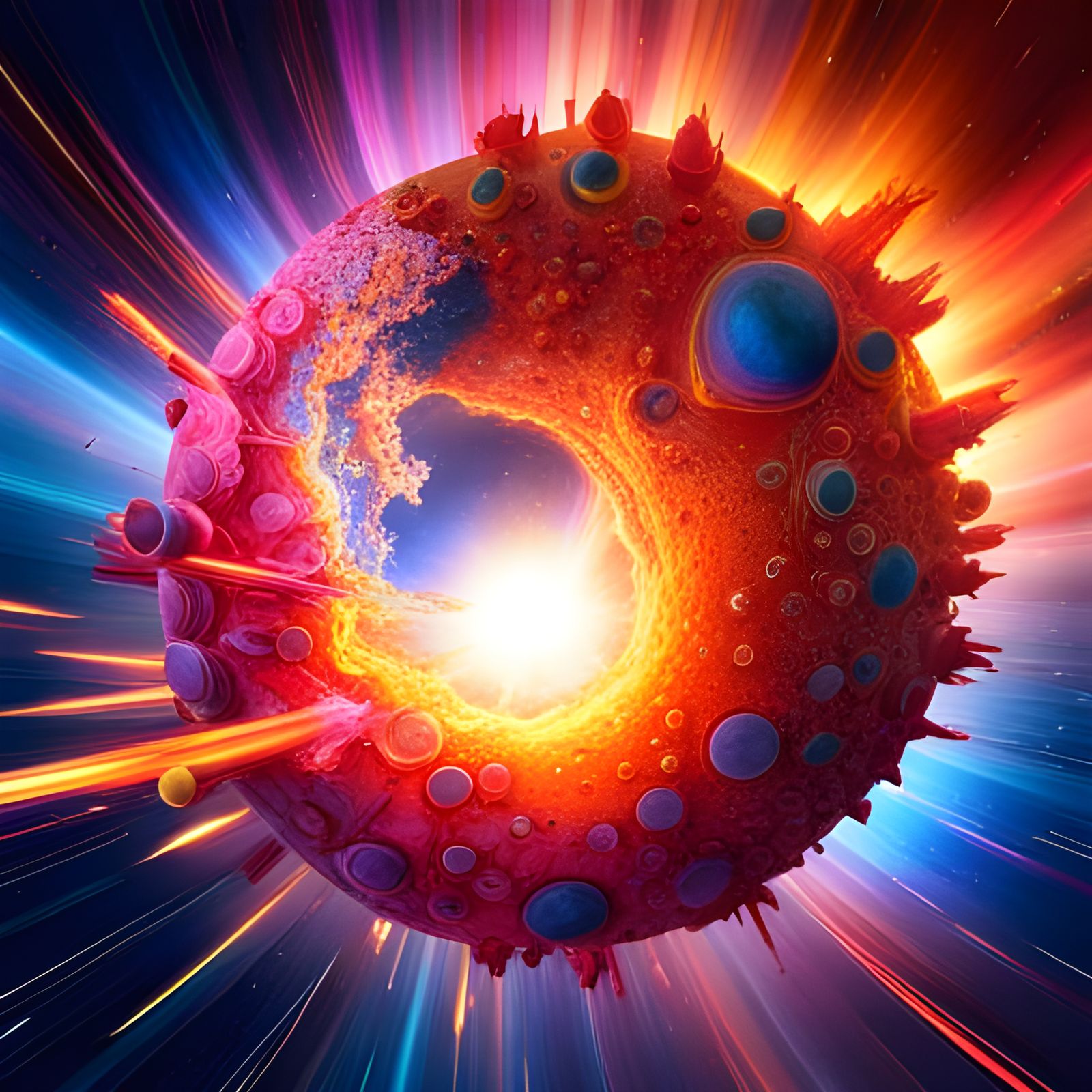 Planetary Collision: Big Bang Explosion in 3D Splash Art