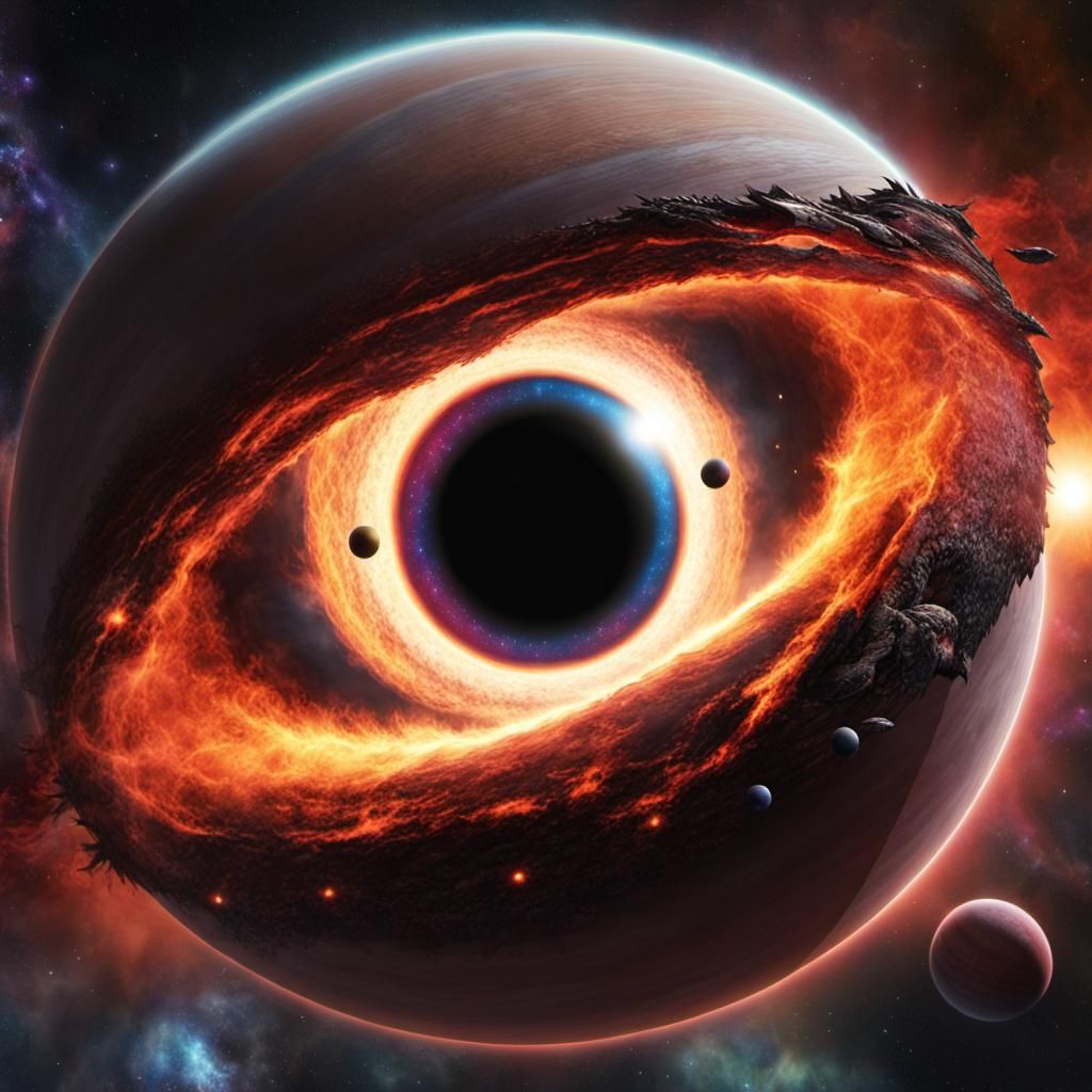 Cosmic Dragon Eye Black Hole Among Planets