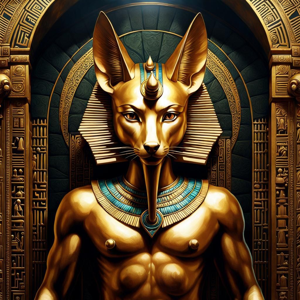 Majestic Anubis Portrait in Egyptian Vault