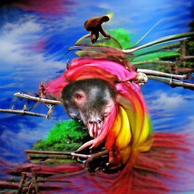 Colorful Surreal Sumatran Rat Monkey Illustration