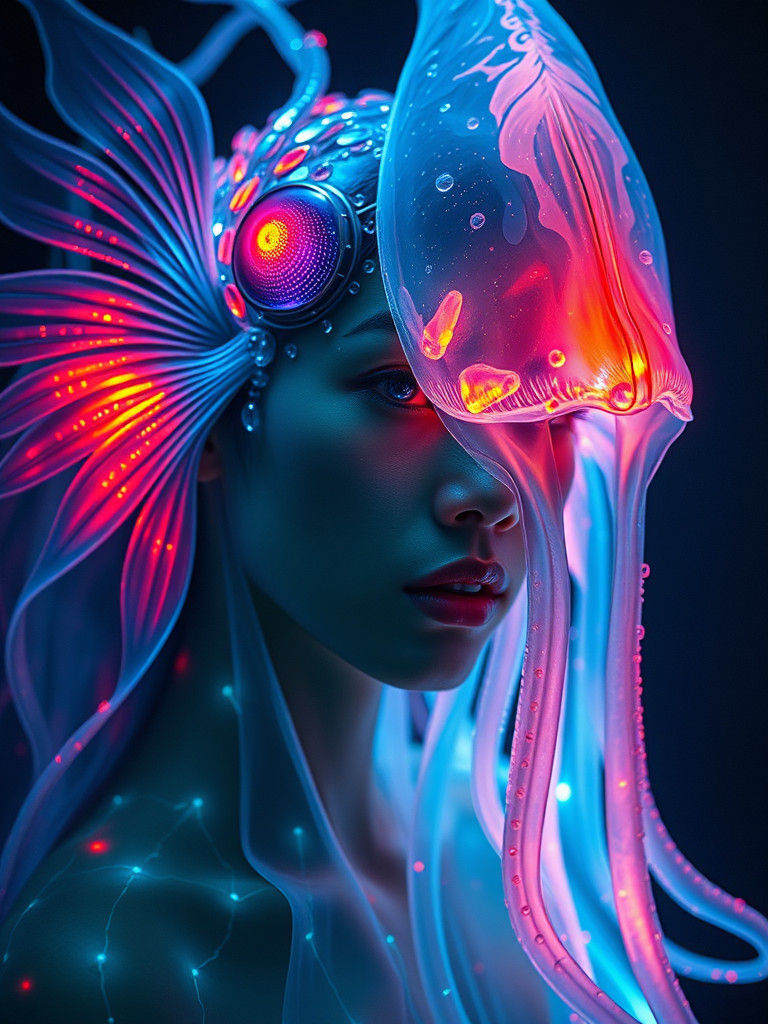 Bioluminescent Sea Creature in Dreamlike Setting