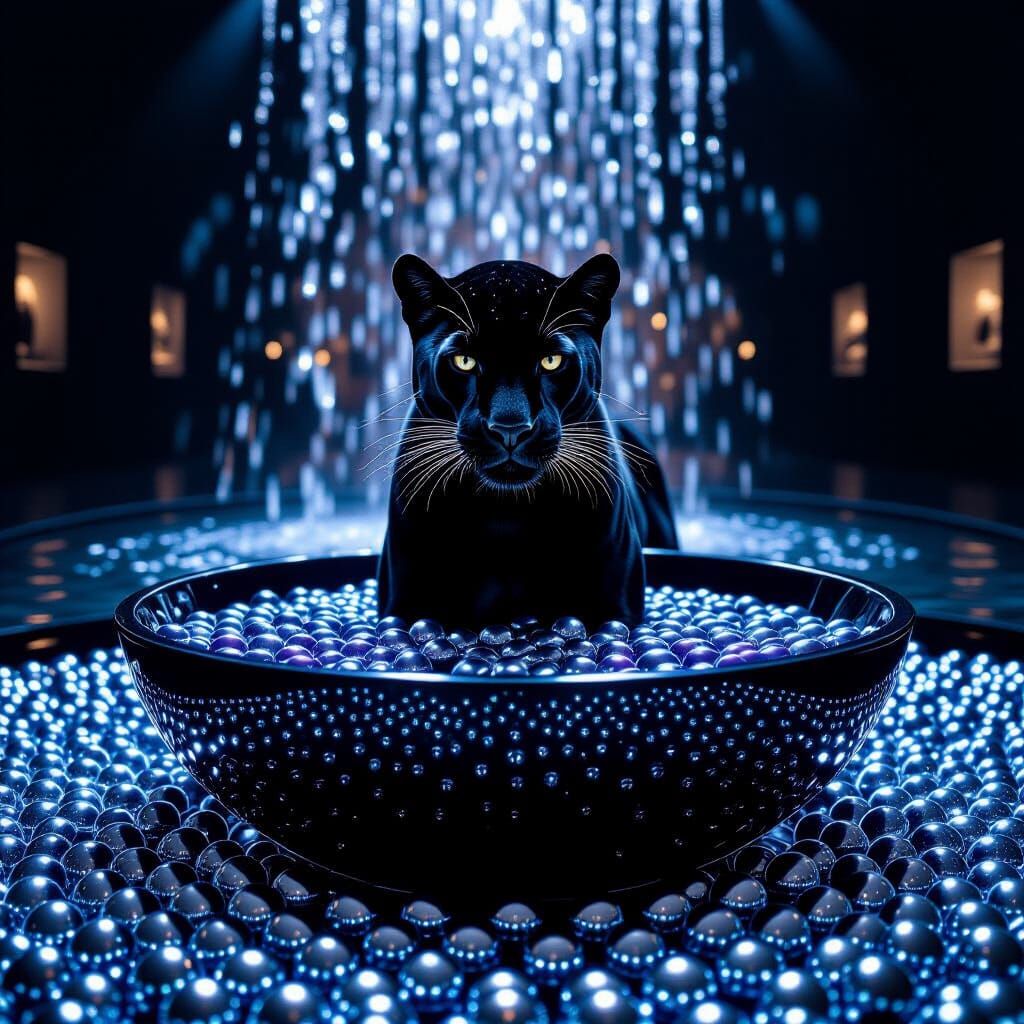 Black panther water fountain