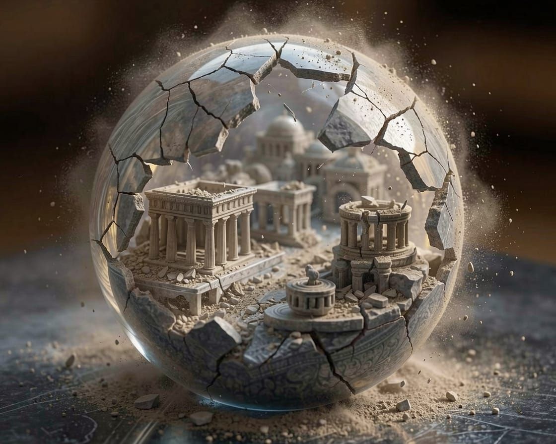 Hyperrealistic Glass Marble Captures Ancient Greek City