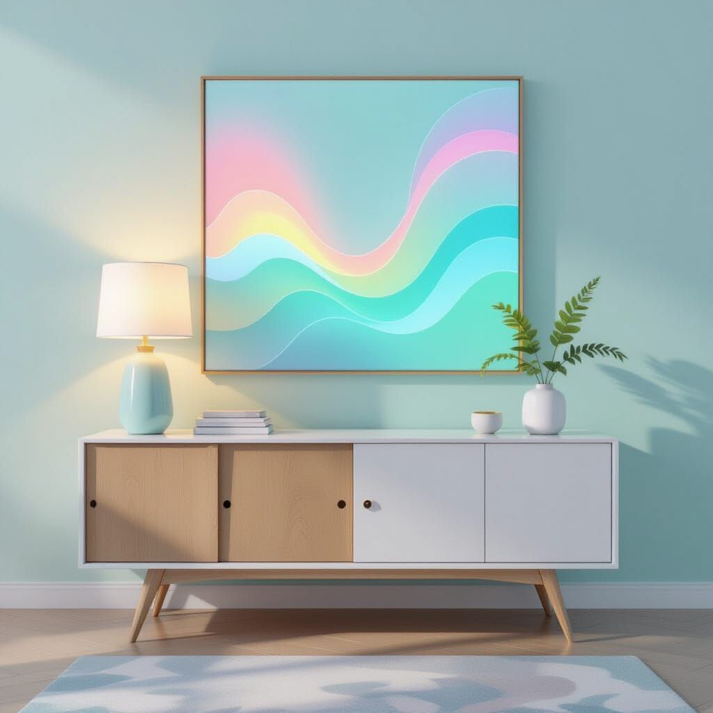 Ethereal Minimalist Cabinet in Pastel Gradients