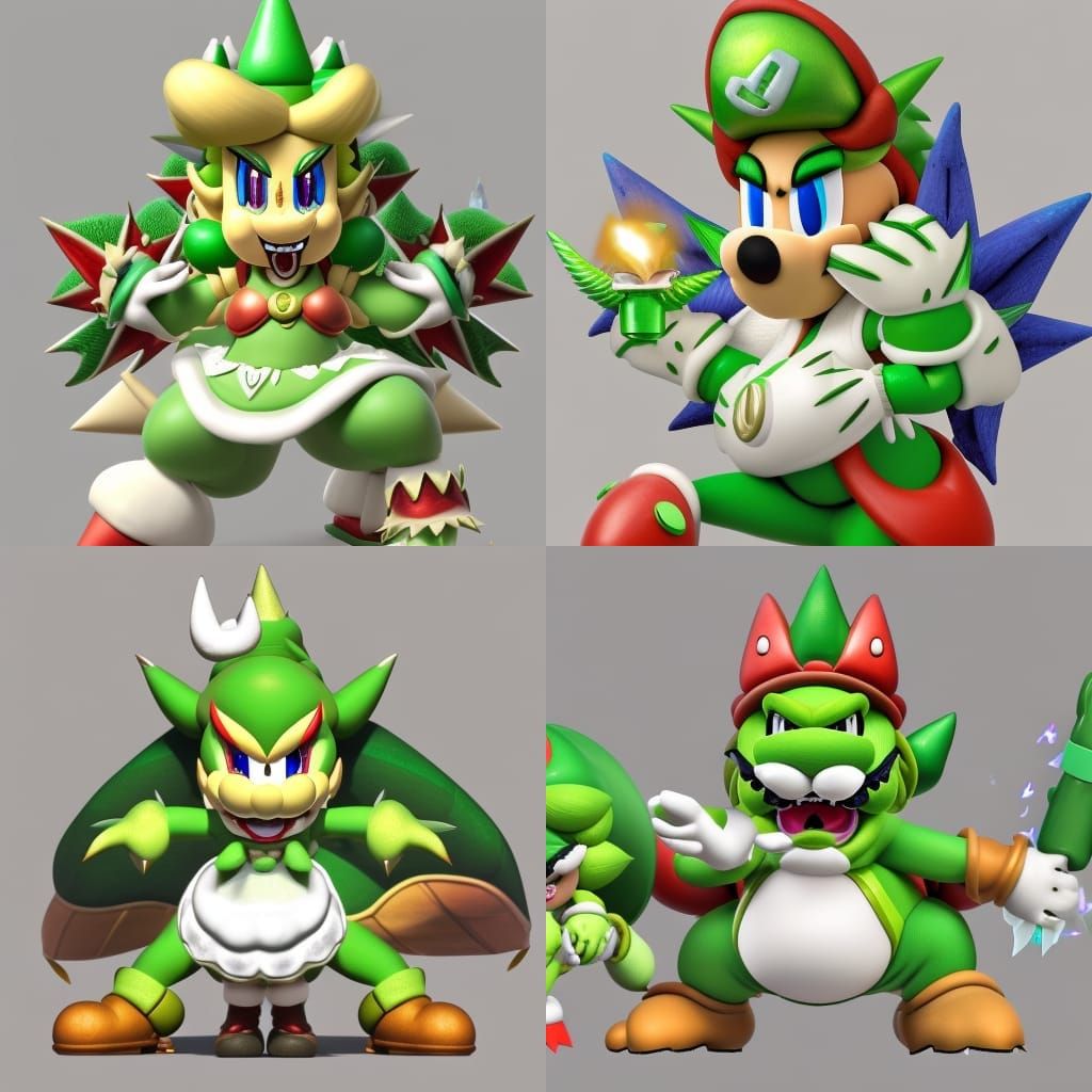 Luigi and Mario as Female Bowsers