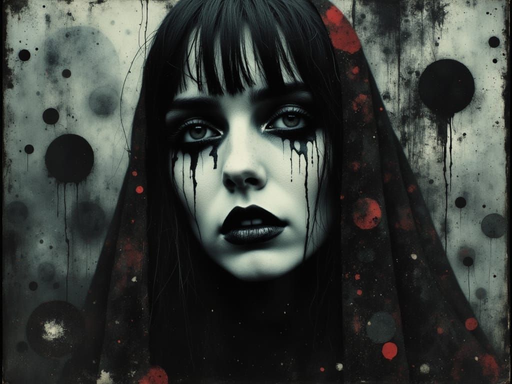 Gothic Female Figure of Chaos in Psychedelic Style