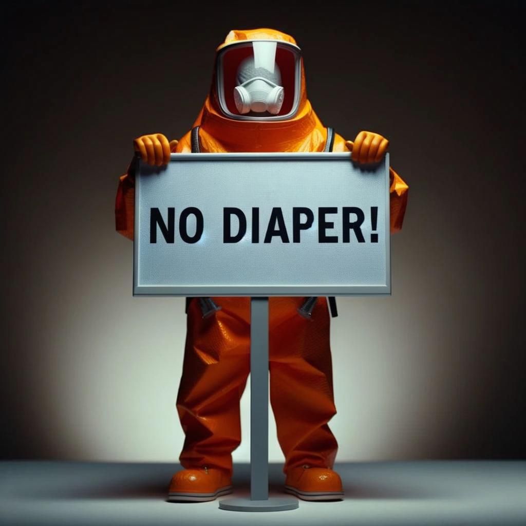 Hazmat Suited Figure Holds Sign in Urgent Scene