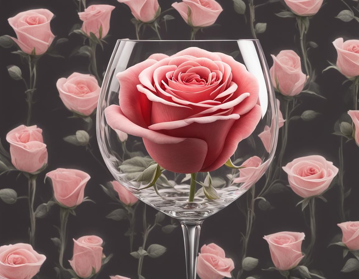 Delicate Rose in Wine Glass: Detailed Photography