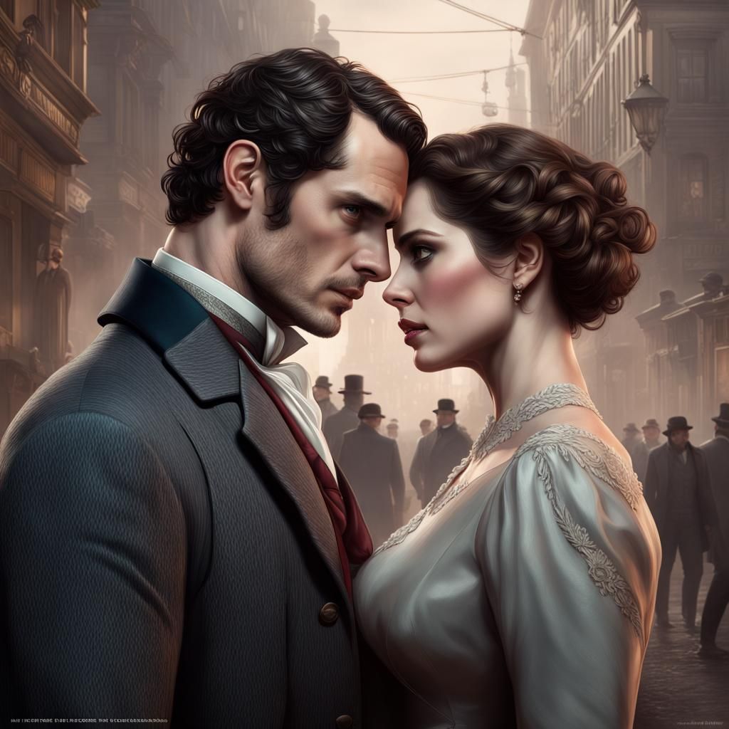 Henry Cavill as Sherlock Holmes and Hayley Atwell as Irene Adler(2)