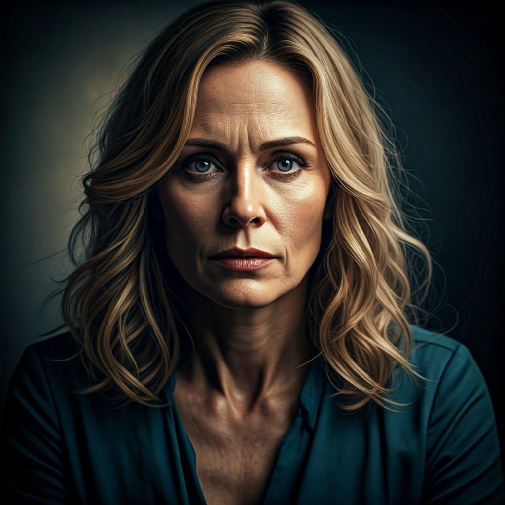 Dramatic Film Still of Woman in Cinematic Style