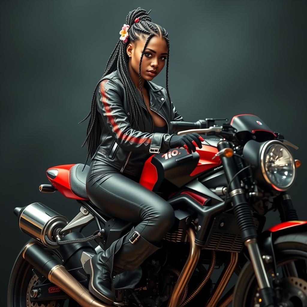 Cherry Blossom Motorcycle Girl in Hyper-Realistic Style