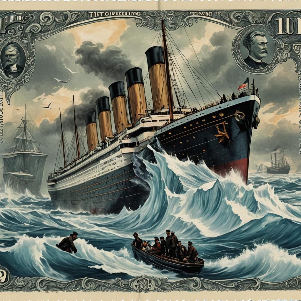 Titanic Iceberg Strike: Art Banknote Illustration