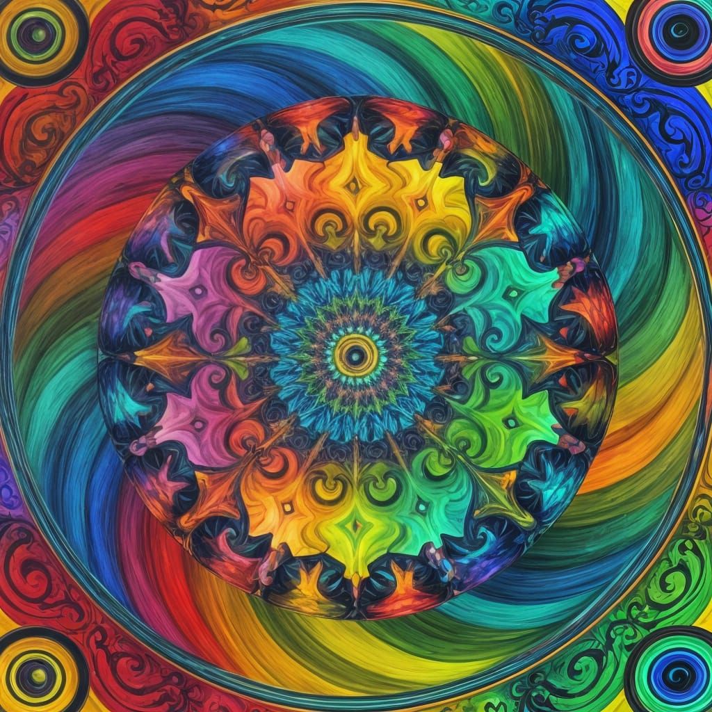 Rainbow Swirl Enameled Glass Water Bong