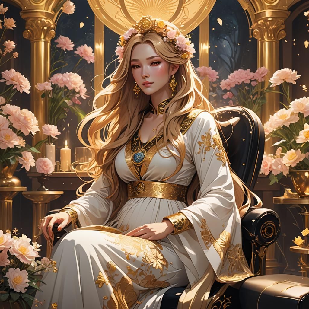 Anime Empress Tarot: Pregnant Mother in Salon