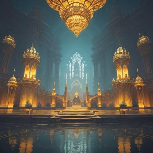 Fantasy Palace Scene in Art Nouveau Style