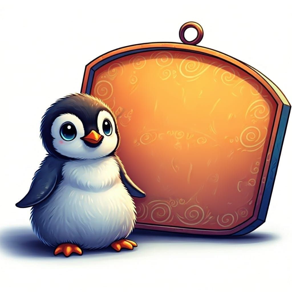 Chibi Penguin Welcomes You: Digital Art