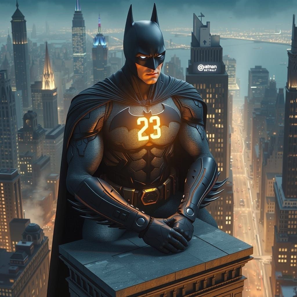 Batman Watches Over Gotham City in Photorealistic Detail