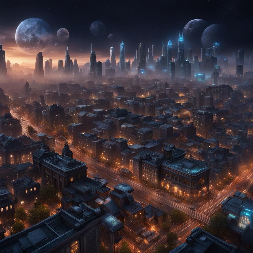 Epic nighttime City scapes, smooth light