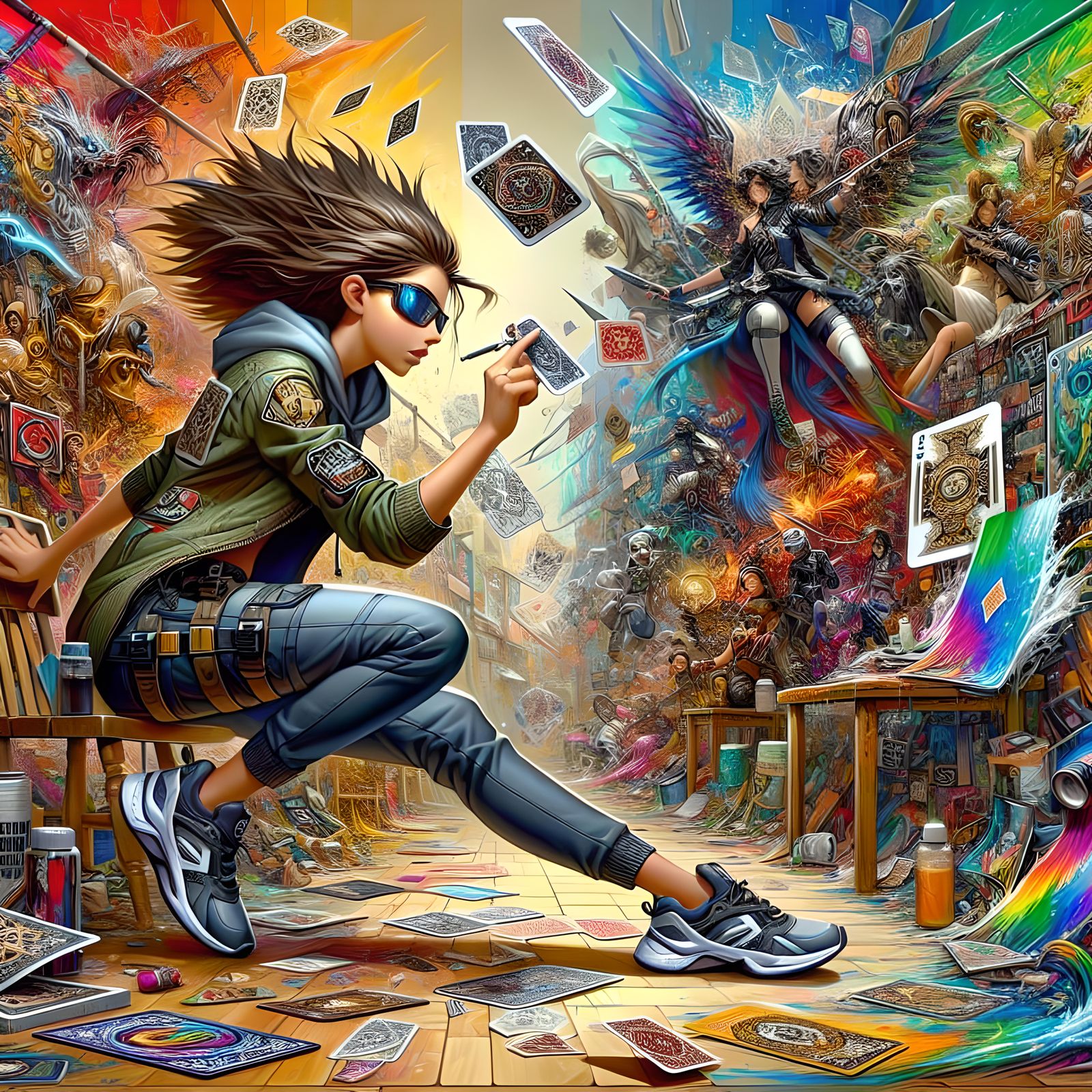 Brunette Spy in Urban Street Art Card Game