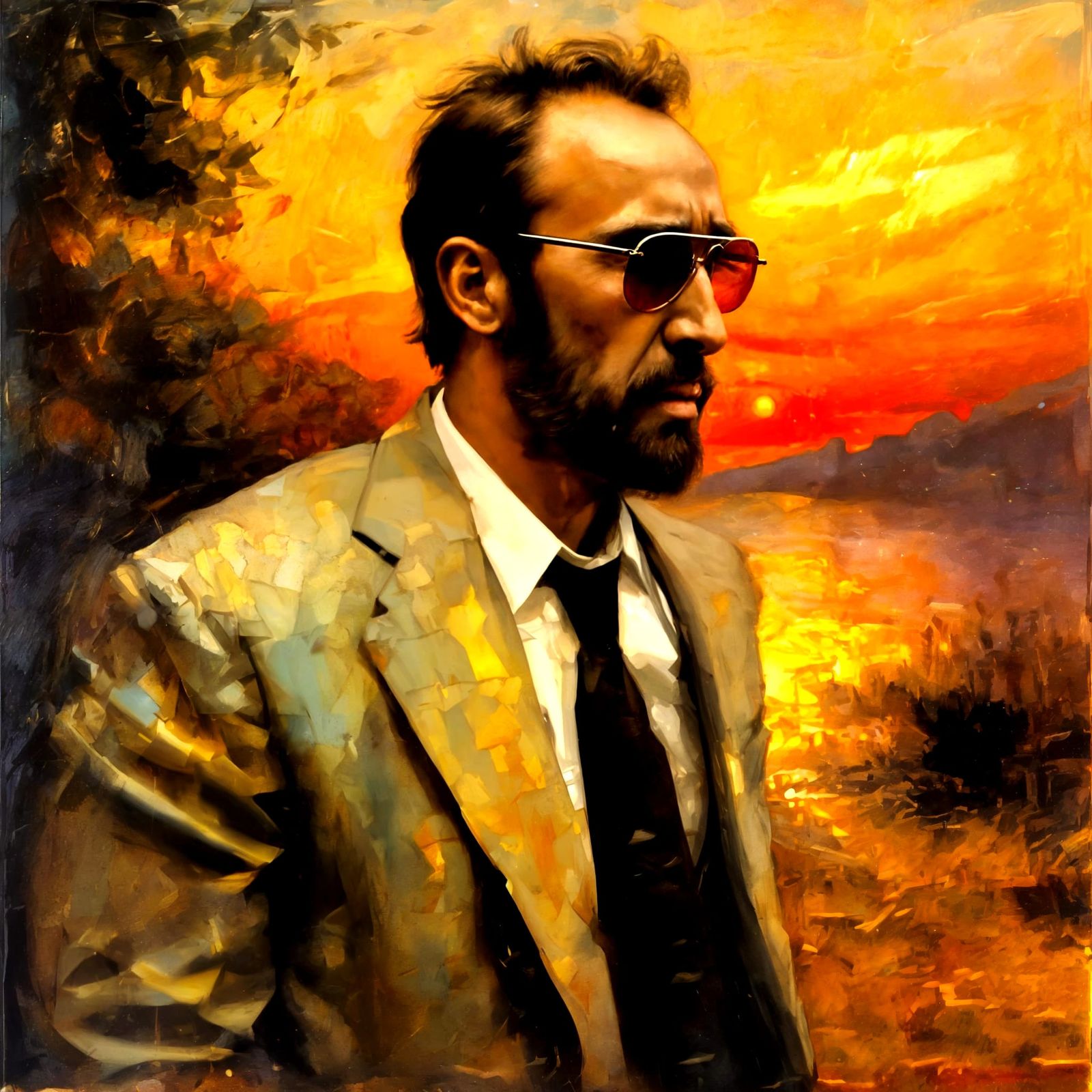Nicolas Cage as Young James Bond: Impasto Portrait