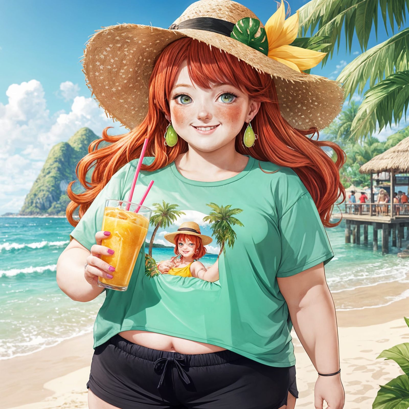Stunning Plus-Sized Lady in Tropical Paradise