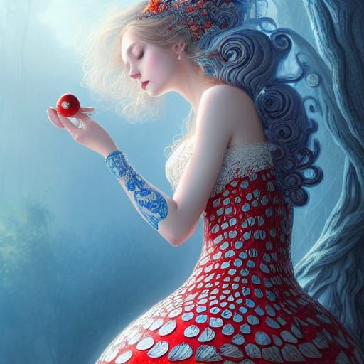 Mushroom Lady in Studio Ghibli Style