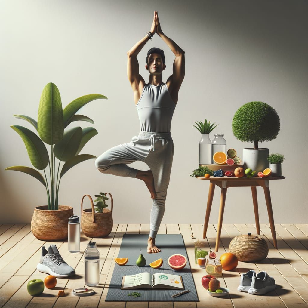 Vibrant Scene of Indian Person Practicing Healthy Habits in ...