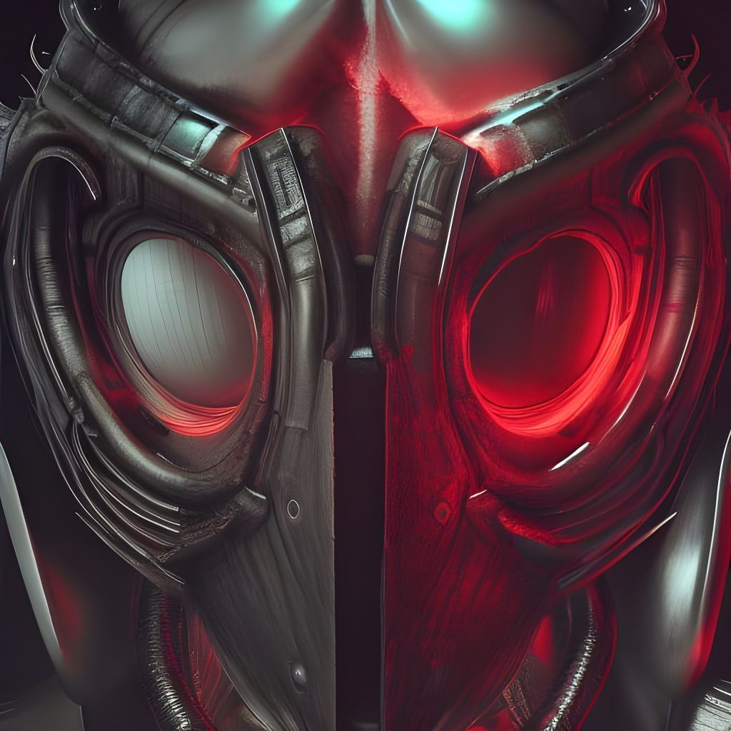 Cyberpunk Dark Souls Boss with Oni Mask