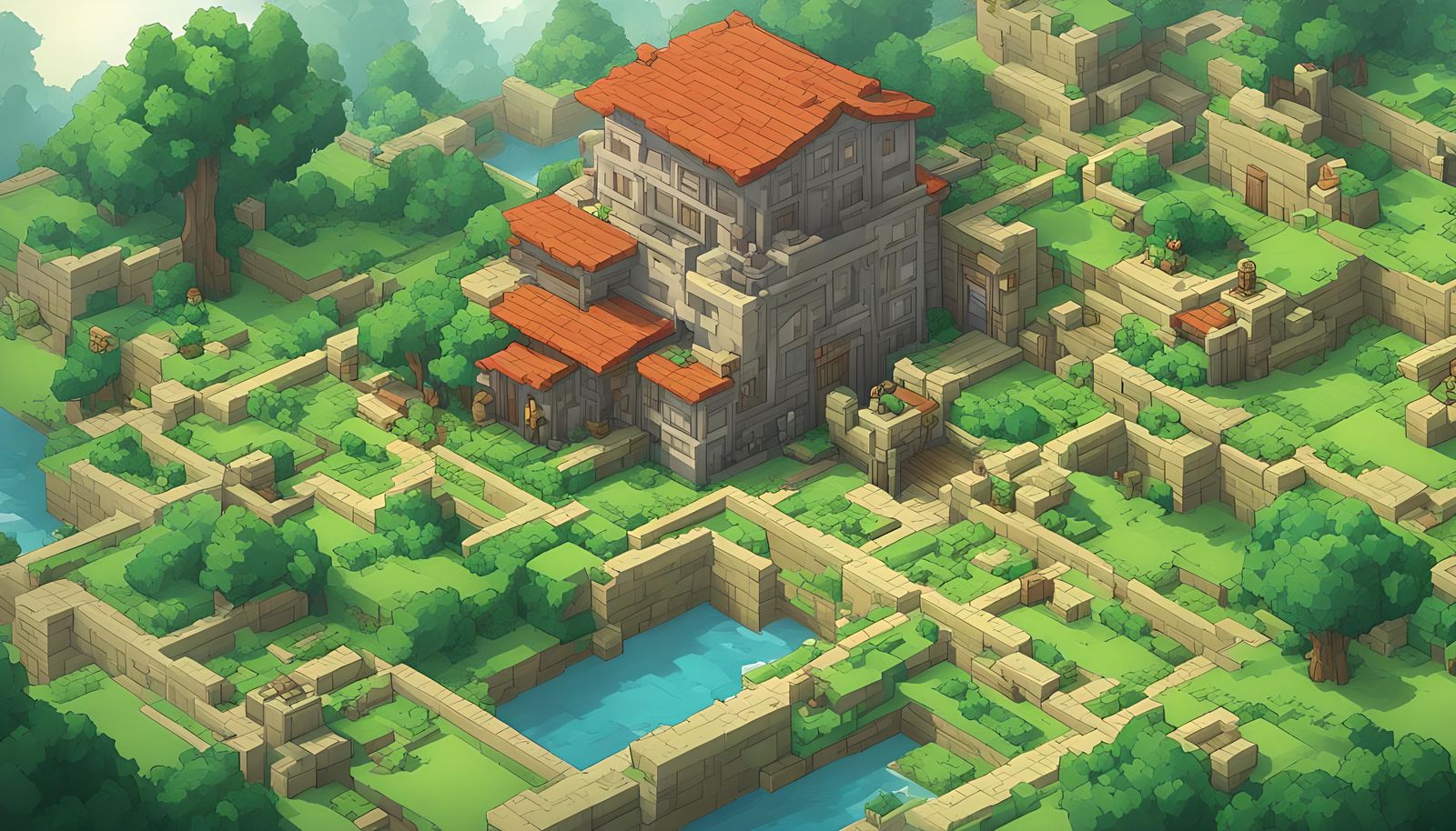 Minecraft Landscape in Anime Style
